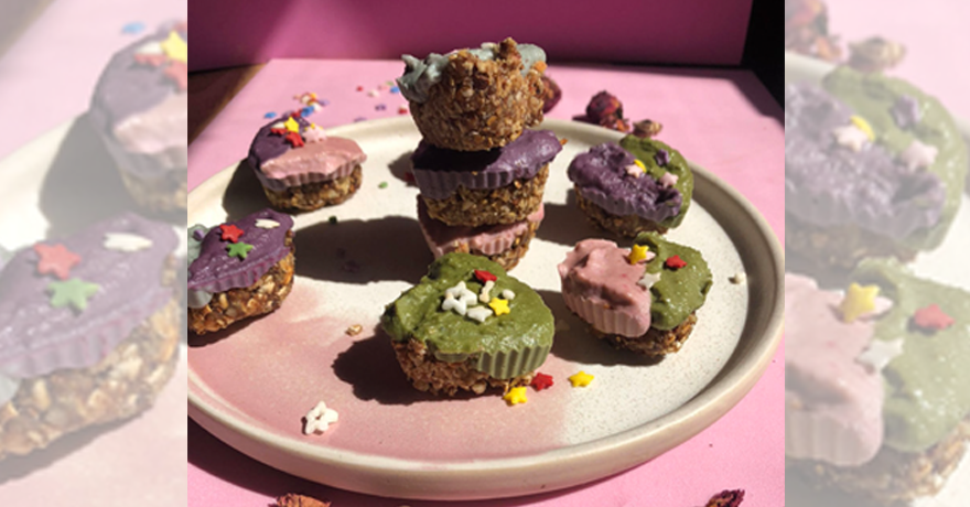 Mini Rainbow Cashew Cheesecakes